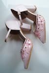 Shop Shradha Hedau Footwear Couture Pink Embellished Floral Sequin Heels at Aza Fashions Shop_Shradha Hedau Footwear Couture_Pink Embellished Floral Sequin Heels _at_Aza_Fashions