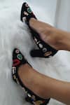 Buy_Shradha Hedau Footwear Couture_Black Embellished Amelie Jewel Heels _at_Aza_Fashions