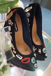 Shop_Shradha Hedau Footwear Couture_Black Embellished Amelie Jewel Heels _at_Aza_Fashions