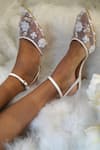 Buy_Shradha Hedau Footwear Couture_White Embellished Samara Floral Sequin Heels _at_Aza_Fashions