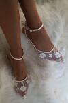 Shradha Hedau Footwear Couture_White Embellished Samara Floral Sequin Heels _Online_at_Aza_Fashions