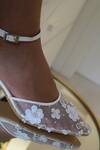 Shradha Hedau Footwear Couture_White Embellished Samara Floral Sequin Heels _at_Aza_Fashions