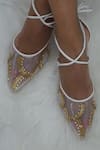 Buy_Shradha Hedau Footwear Couture_White Embellished Nova Bead Wrap-around Heels _Online_at_Aza_Fashions