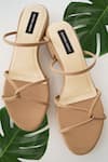 Buy_Shradha Hedau Footwear Couture_Beige Plain Roxie Interlinked Strap Heels _at_Aza_Fashions