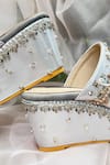 Buy_Shradha Hedau Footwear Couture_Silver Embellished Silvia Metallic Wedges _Online_at_Aza_Fashions