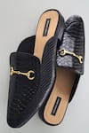 Buy_Shradha Hedau Footwear Couture_Black Ekansh Crocodile Skin Textured Mules _at_Aza_Fashions