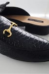 Shradha Hedau Footwear Couture_Black Ekansh Crocodile Skin Textured Mules _Online_at_Aza_Fashions