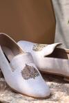 Shradha Hedau Footwear Couture_White Cutdana Patch Nehal Bullian Work Moccasin Shoes _Online_at_Aza_Fashions