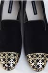 Shop_Shradha Hedau Footwear Couture_Black Ahaan Jaal Lace Embellished Moccasin Shoes _at_Aza_Fashions