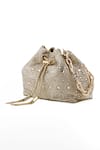 Shop_House of Bio_Gold Crystal Swarovski Stone Studded Bucket Bag _at_Aza_Fashions