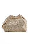 Shop_House of Bio_Gold Crystal Swarovski Stone Studded Bucket Bag _Online_at_Aza_Fashions