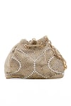 Shop_House of Bio_Gold Crystal Swarovski Studded Bucket Bag _at_Aza_Fashions