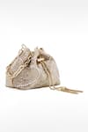 House of Bio_Gold Crystal Swarovski Studded Bucket Bag _Online_at_Aza_Fashions