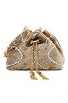 Shop_House of Bio_Gold Crystal Swarovski Studded Bucket Bag _Online_at_Aza_Fashions