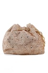 Shop_House of Bio_Rose Gold Crystal Swarovski Stone Embellished Bucket Bag _at_Aza_Fashions