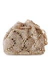 Shop_House of Bio_Gold Crystal Studded Mini Bucket Bag _at_Aza_Fashions