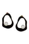 Shop_Varnika Arora_Black Pearl Bead Frost Enameled Earrings _at_Aza_Fashions