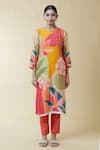 Samyukta Singhania_Multi Color Silk Blend Printed Botanical Round Kurta Set _Online_at_Aza_Fashions