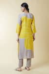 Shop_Samyukta Singhania_Yellow Silk Blend Embellished Bead Round Floral Kurta Set _at_Aza_Fashions