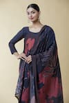 Buy_Samyukta Singhania_Black Silk Blend Printed Bead Round Detailed Kurta Set _Online_at_Aza_Fashions