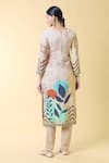 Shop_Samyukta Singhania_Beige Silk Blend Printed Leaf Round Kurta Set _at_Aza_Fashions