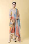 Buy_Samyukta Singhania_Beige Silk Blend Printed Thread Round Leaf Kurta Pant Set _Online_at_Aza_Fashions