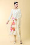 Buy_Samyukta Singhania_Cream Silk Blend Printed Bloom Round Kurta Set _Online_at_Aza_Fashions