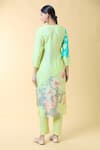 Shop_Samyukta Singhania_Green Silk Blend Printed Blossom Round Kurta Pant Set _at_Aza_Fashions