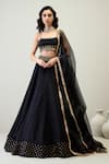 Buy_RoohbyRidhimaa_Black Viscose Raw Silk Embroidered Zari Square Damini Mirror Lehenga Set _at_Aza_Fashions