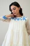 RoohbyRidhimaa_Ivory Silk Chanderi Embroidered Resham Round Jaya Short Kurta With Pant _Online_at_Aza_Fashions