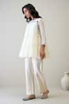 RoohbyRidhimaa_Ivory Silk Chanderi Embroidered Resham Round Jaya Short Tiered Kurta With Pant _at_Aza_Fashions