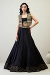 Buy_RoohbyRidhimaa_Black Viscose Raw Silk Embroidered Mirror Kamini Lehenga Set With Jacket _at_Aza_Fashions