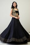 RoohbyRidhimaa_Black Viscose Raw Silk Embroidered Mirror Kamini Lehenga Set With Jacket _Online_at_Aza_Fashions