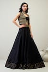 RoohbyRidhimaa_Black Viscose Raw Silk Embroidered Mirror Kamini Lehenga Set With Jacket _at_Aza_Fashions