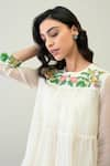 Buy_RoohbyRidhimaa_Ivory Handloom Silk Organza Embroidered Resham Round Mira Short Kurta With Pant _Online_at_Aza_Fashions