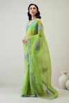 Buy_RoohbyRidhimaa_Green Silk Organza Embroidered Zari Parver Saree With Unstitched Blouse Piece _Online_at_Aza_Fashions