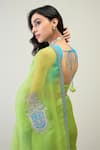 RoohbyRidhimaa_Green Silk Organza Embroidered Zari Parver Saree With Unstitched Blouse Piece _at_Aza_Fashions