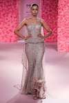 Buy_Dolly J_Pink Shimmer Tulle Embellished Crystal Aurelie Corset And Mermaid Skirt Set _at_Aza_Fashions