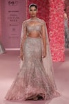 Buy_Dolly J_Pink Shimmer Tulle Elea Peacock Inspired Bridal Lehenga And Blouse Set _at_Aza_Fashions