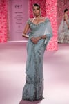 Shop_Dolly J_Green Shimmer Tulle Embellished Crystal Seaphine Sequin Saree With Blouse _at_Aza_Fashions