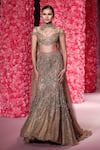 Buy_Dolly J_Gold Shimmer Tulle Embellished Crystal Sweetheart Neck Thea Mermaid Lehenga Set _at_Aza_Fashions