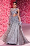 Buy_Dolly J_Purple Shimmer Tulle Embroidered Crystal Chloe Bead And Embellished Lehenga Set _at_Aza_Fashions