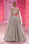 Buy_Dolly J_Green Shimmer Tulle Embroidered Coraline Structured Embellished Lehenga Set _at_Aza_Fashions