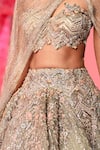 Dolly J_Green Shimmer Tulle Embroidered Coraline Structured Embellished Lehenga Set _Online_at_Aza_Fashions