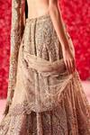 Dolly J_Rose Gold Shimmer Tulle Embroidered Floral Applique Lena Hand Beaded Lehenga Set _Online_at_Aza_Fashions