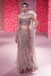 Buy_Dolly J_Pink Shimmer Tulle Embroidered Sequin Sweetheart Yvette Mermaid Lehenga Set _at_Aza_Fashions