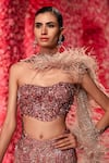 Buy_Dolly J_Pink Shimmer Tulle Embroidered Sequin Sweetheart Yvette Mermaid Lehenga Set _Online_at_Aza_Fashions