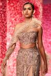 Shop_Dolly J_Gold Shimmer Tulle Embroidered Sequin Sweetheart Louise Mermaid Lehenga Set _at_Aza_Fashions