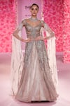 Buy_Dolly J_Gold Shimmer Tulle Embroidered Crystal Sweetheart Elise Jacket And Lehenga Set _at_Aza_Fashions