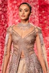 Buy_Dolly J_Gold Shimmer Tulle Embroidered Crystal Sweetheart Elise Jacket And Lehenga Set _Online_at_Aza_Fashions